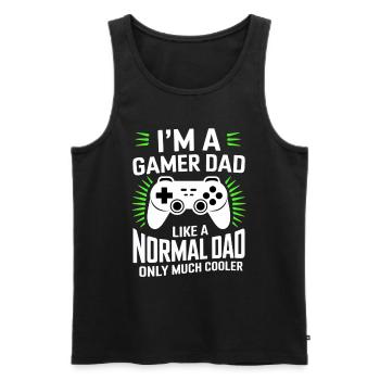 Gamer Dad T-Shirt – Funny Father's Day Gift - Men's Premium Organic Tank Top - black - Front - AI Model Male 178 light (178cm)