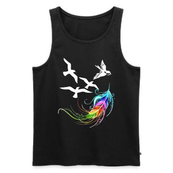 feather - Men's Premium Organic Tank Top - black - Front - AI Model Male 178 light (178cm)