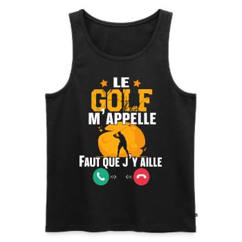 Golf Golfeur Balle Clubs de Golfs Cadeau Humour - Débardeur bio Premium Homme - noir - Devant - Michal (187cm)