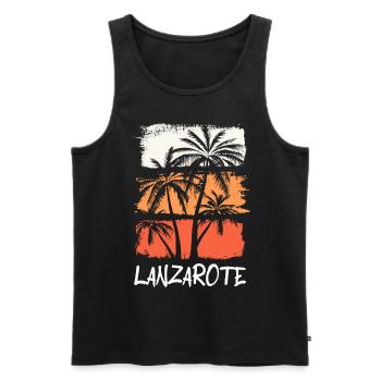 Lanzarote Sommer Sonne Strand Meer Palmen Urlaub - Männer Premium Bio Tank Top - Schwarz - Vorne - Michal (187cm)