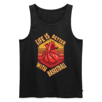 Basketball Herz Basketballer Sport Fan Vintage - Männer Premium Bio Tank Top - Schwarz - Vorne - Michal (187cm)