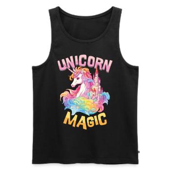 Einhorn Magie Regenbogen Schloss Bunt Fantasie - Männer Premium Bio Tank Top - Schwarz - Vorne - Michal (187cm)
