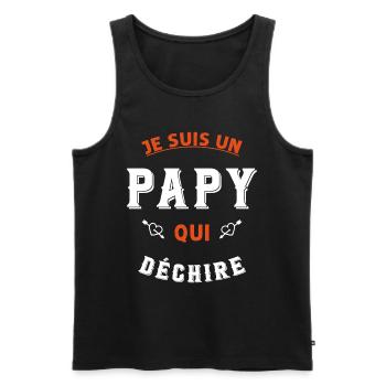 Je suis un papy qui déchire - Débardeur bio Premium Homme - noir - Devant - Michal (187cm)