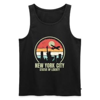 Retro Vintage New York City Statue of Liberty - Men's Premium Organic Tank Top - black - Front - AI Model Male 178 light (178cm)