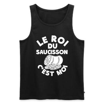 Roi du Saucisson - Débardeur bio Premium Homme - noir - Devant - AI Model Male 178 light (178cm)