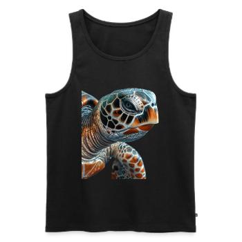 Tortue marine - Débardeur bio Premium Homme - noir - Devant - Michal (187cm)