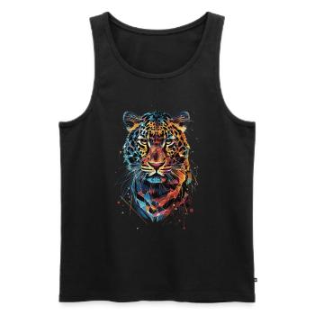 Leopard - Men's Premium Organic Tank Top - black - Front - Michal (187cm)
