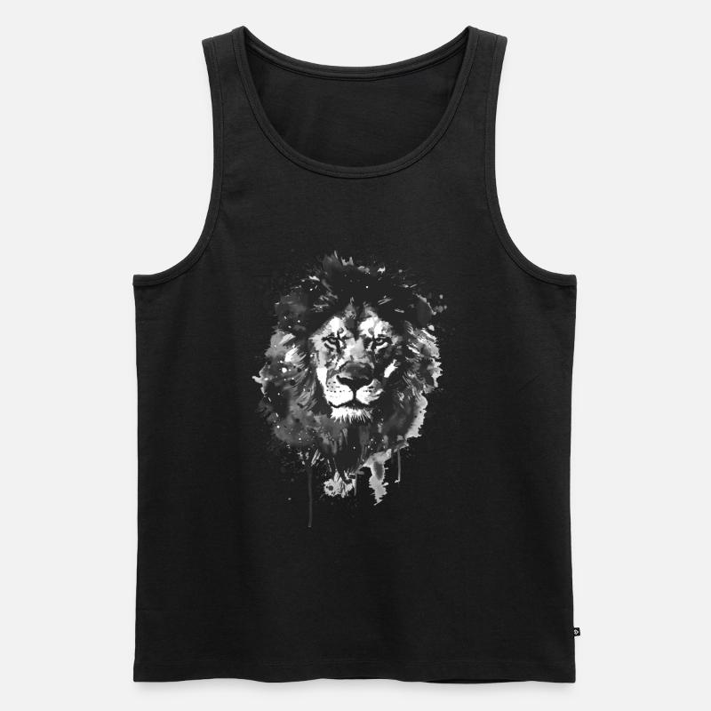 Löwe - Männer Premium Bio Tank Top - Schwarz