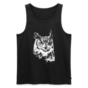 Eule - Männer Premium Bio Tank Top - Schwarz - Vorne - AI Model Male 178 light (178cm)