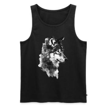 Wolf - Männer Premium Bio Tank Top - Schwarz - Vorne - AI Model Male 178 light (178cm)