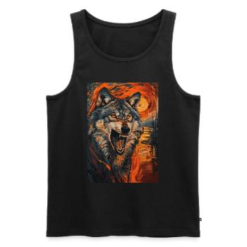 Wolf - Männer Premium Bio Tank Top - Schwarz - Vorne - AI Model Male 178 light (178cm)