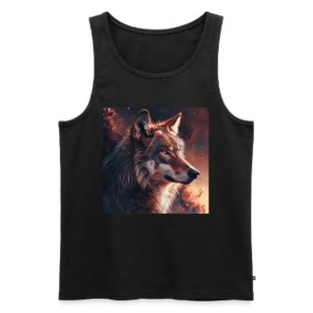 Wolf - Männer Premium Bio Tank Top - Schwarz - Vorne - AI Model Male 178 light (178cm)