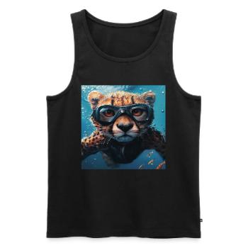 Guépard - Débardeur bio Premium Homme - noir - Devant - AI Model Male 178 light (178cm)
