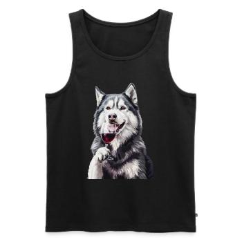 Sibirischer Husky - Männer Premium Bio Tank Top - Schwarz - Vorne - AI Model Male 178 light (178cm)