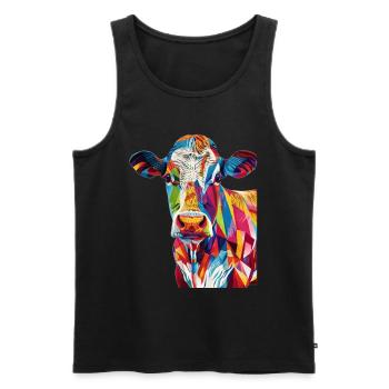 Kuh - Männer Premium Bio Tank Top - Schwarz - Vorne - AI Model Male 178 light (178cm)