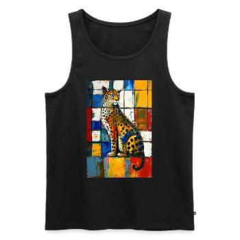 Leopard - Men's Premium Organic Tank Top - black - Front - Michal (187cm)