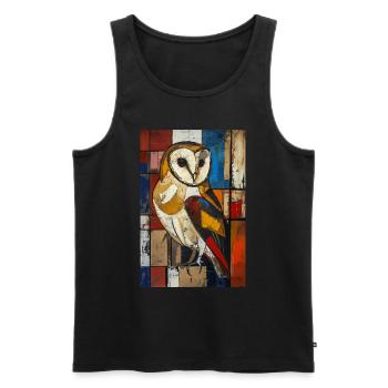 Eule - Männer Premium Bio Tank Top - Schwarz - Vorne - AI Model Male 178 light (178cm)
