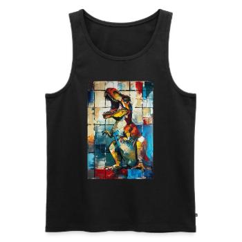 T-Rex - Männer Premium Bio Tank Top - Schwarz - Vorne - Michal (187cm)