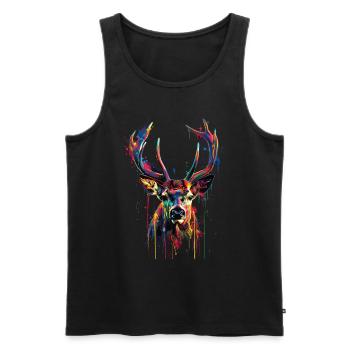 Reh - Männer Premium Bio Tank Top - Schwarz - Vorne - Michal (187cm)
