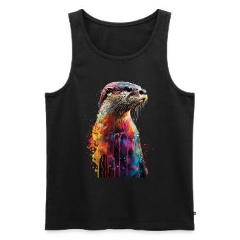 Otter - Männer Premium Bio Tank Top - Schwarz - Vorne - AI Model Male 178 light (178cm)