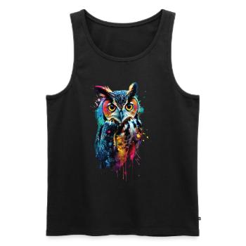 Eule - Männer Premium Bio Tank Top - Schwarz - Vorne - AI Model Male 178 light (178cm)