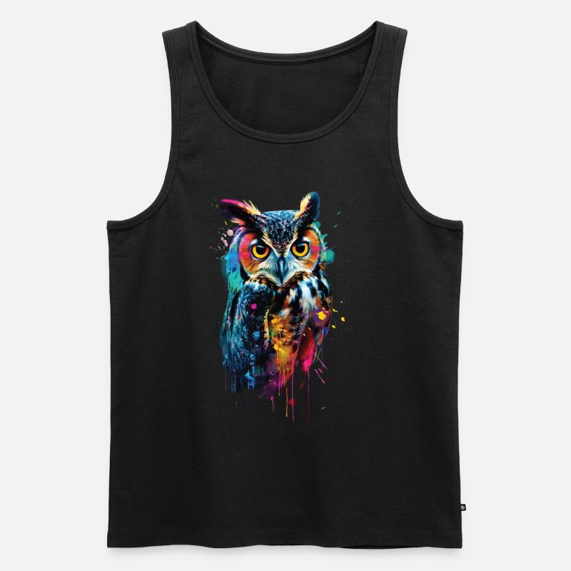 Eule - Männer Premium Bio Tank Top - Schwarz