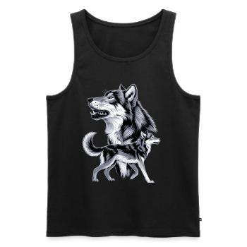 Wolf - Men's Premium Organic Tank Top - black - Front - Michal (187cm)
