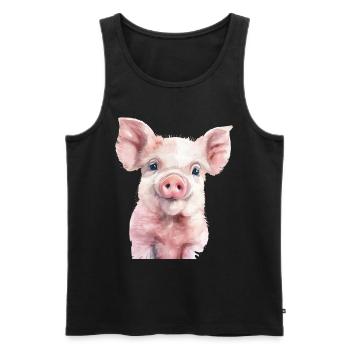 Schwein - Männer Premium Bio Tank Top - Schwarz - Vorne - Michal (187cm)