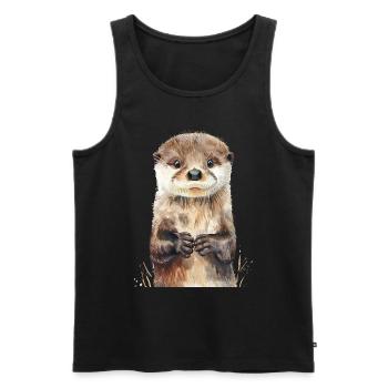 Otter - Männer Premium Bio Tank Top - Schwarz - Vorne - AI Model Male 178 light (178cm)