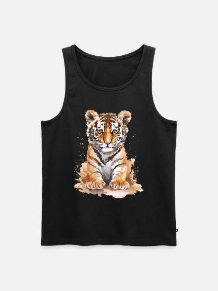 Tiger - Men's Premium Organic Tank Top - black