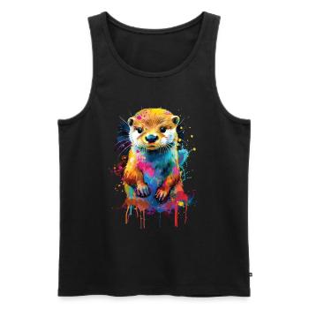 Otter - Männer Premium Bio Tank Top - Schwarz - Vorne - AI Model Male 178 light (178cm)