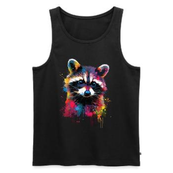 Raccoon - Men's Premium Organic Tank Top - black - Front - Michal (187cm)