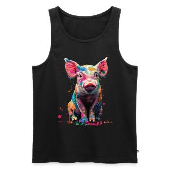 Schwein - Männer Premium Bio Tank Top - Schwarz - Vorne - Michal (187cm)