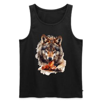 Wolf - Männer Premium Bio Tank Top - Schwarz - Vorne - AI Model Male 178 light (178cm)