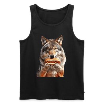 Wolf - Männer Premium Bio Tank Top - Schwarz - Vorne - AI Model Male 178 light (178cm)