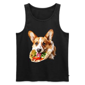 Corgi gallois de Pembroke - Débardeur bio Premium Homme - noir - Devant - AI Model Male 178 light (178cm)