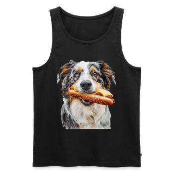 Australian Shepherd - Men's Premium Organic Tank Top - black - Front - AI Model Male 178 light (178cm)