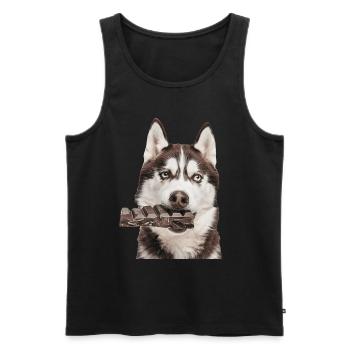 Sibirischer Husky - Männer Premium Bio Tank Top - Schwarz - Vorne - AI Model Male 178 light (178cm)