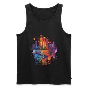 Rotterdam - Men's Premium Organic Tank Top - black - Front - Michal (187cm)