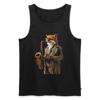 Fox Saxophon - Männer Premium Bio Tank Top - Schwarz - Vorne - AI Model Male 178 light (178cm)