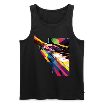Piano - Débardeur bio Premium Homme - noir - Devant - AI Model Male 178 light (178cm)