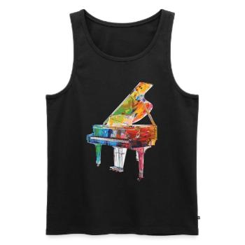 Piano - Débardeur bio Premium Homme - noir - Devant - AI Model Male 178 light (178cm)