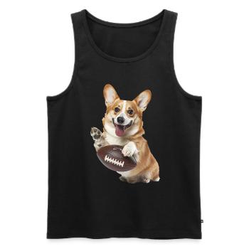Pitbull Corgi américain - Débardeur bio Premium Homme - noir - Devant - AI Model Male 178 light (178cm)