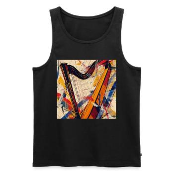 Harp - Men's Premium Organic Tank Top - black - Front - AI Model Male 178 light (178cm)