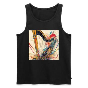 Harp - Men's Premium Organic Tank Top - black - Front - AI Model Male 178 light (178cm)