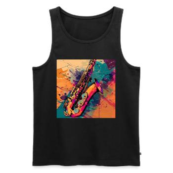 Saxophon - Männer Premium Bio Tank Top - Schwarz - Vorne - Michal (187cm)