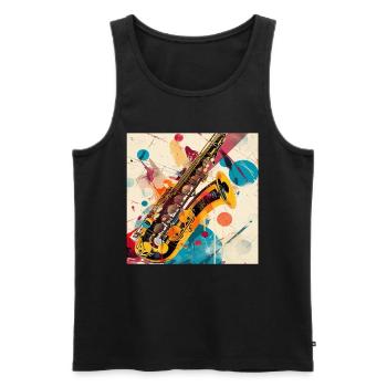 Saxophon - Männer Premium Bio Tank Top - Schwarz - Vorne - Michal (187cm)