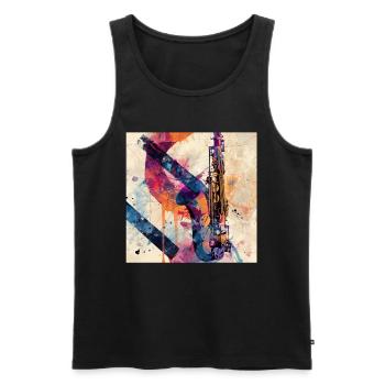 Saxophon - Männer Premium Bio Tank Top - Schwarz - Vorne - Michal (187cm)