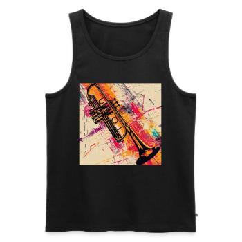 Trompete - Männer Premium Bio Tank Top - Schwarz - Vorne - AI Model Male 178 light (178cm)