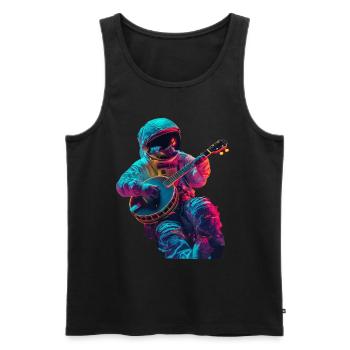 Astronaut Banjo - Men's Premium Organic Tank Top - black - Front - Michal (187cm)